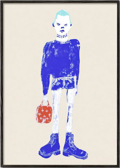 Ilustração de figura azul com mala