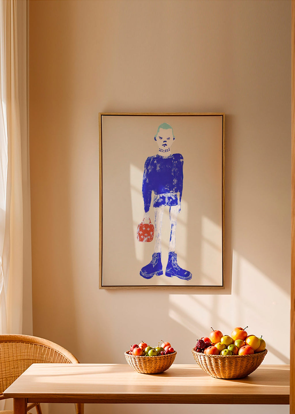 Ilustração de figura azul com mala