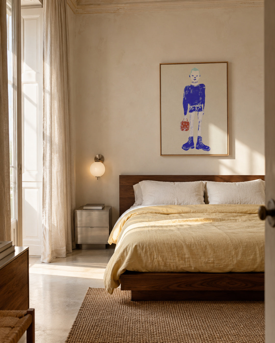 Blue Walker - Framed canvas in an interior
