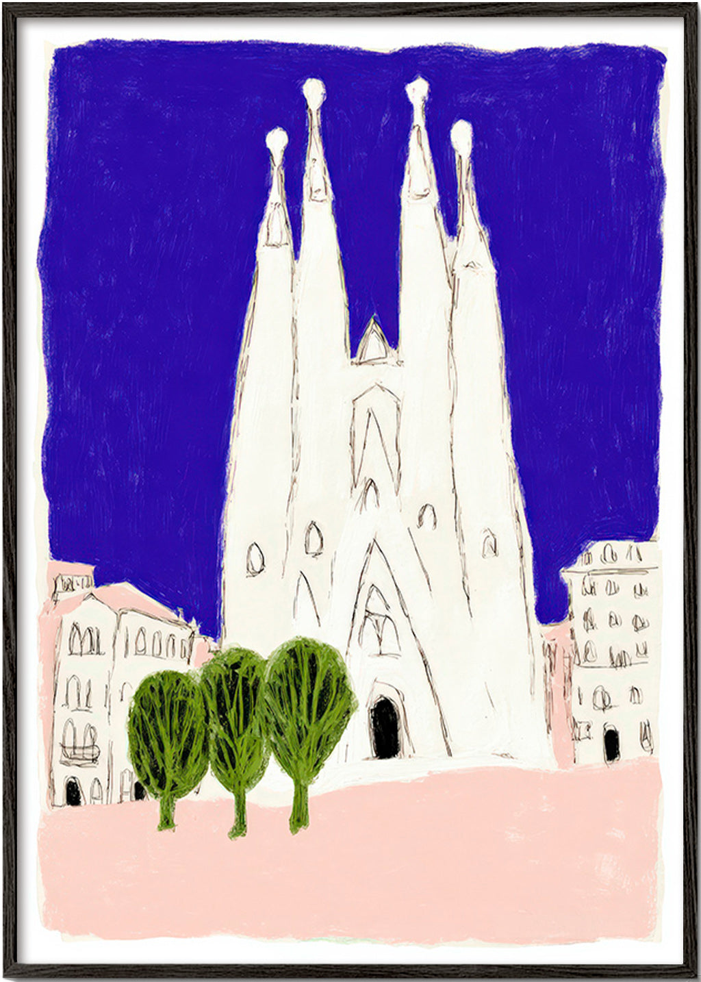 Arte para cozinha Sagrada Familia nocturna ilustrada