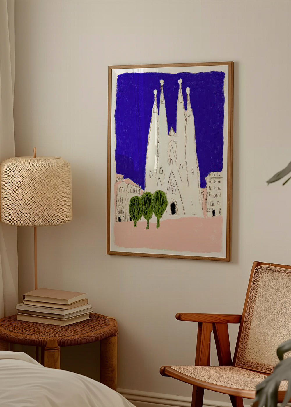 Arte para cozinha Sagrada Familia nocturna ilustrada