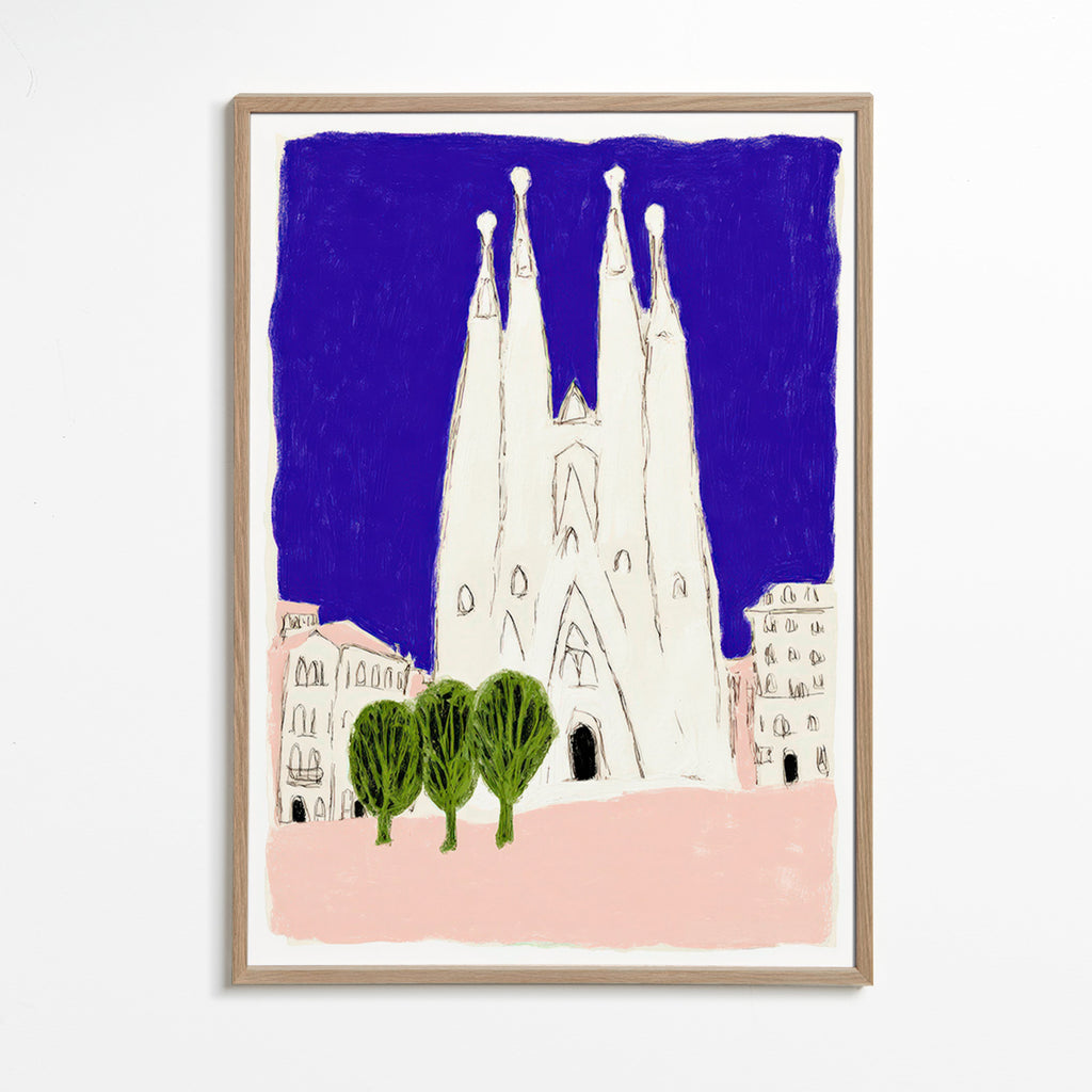 Arte para cozinha Sagrada Familia nocturna ilustrada