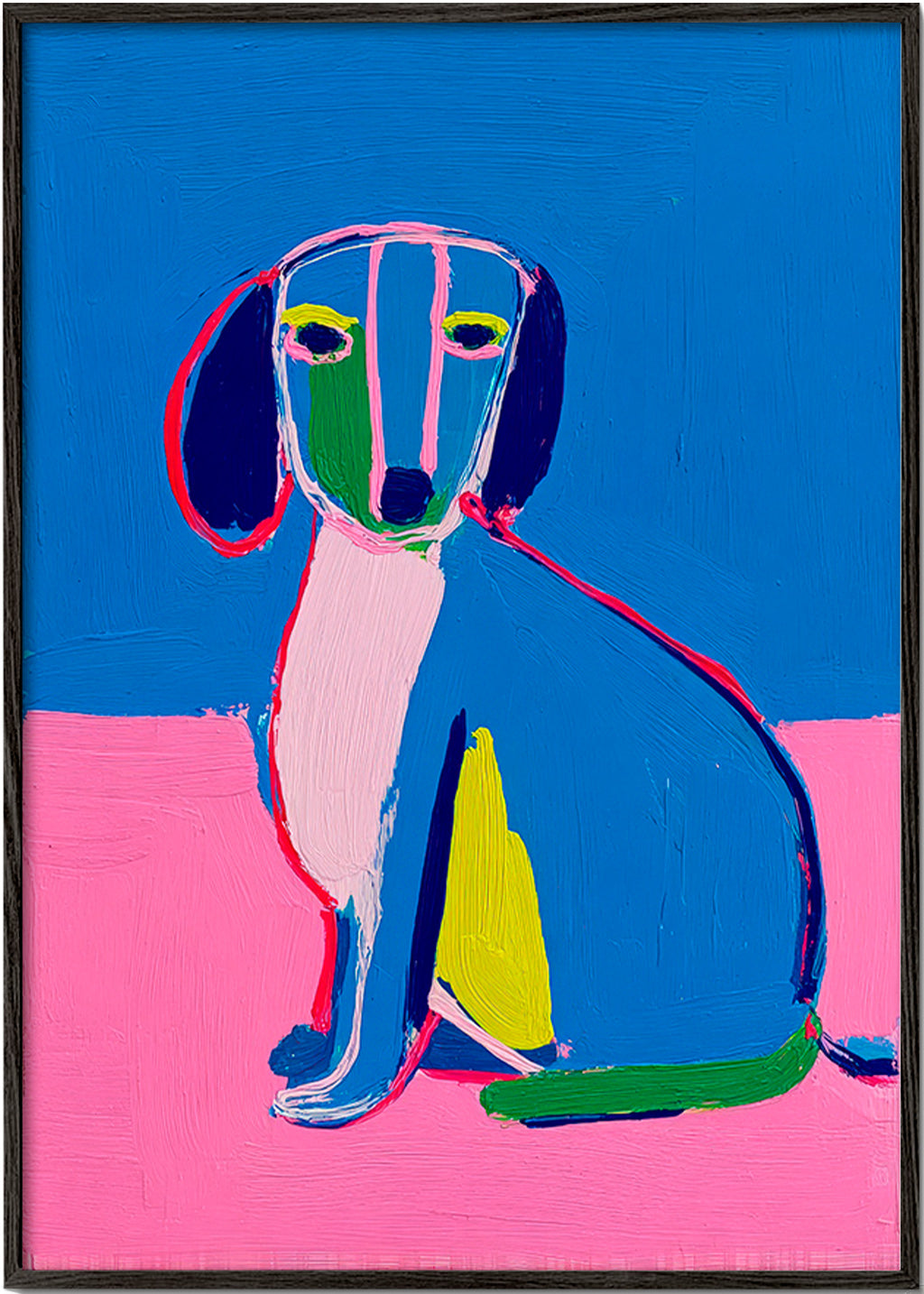 Quadro cão néon cores vibrantes