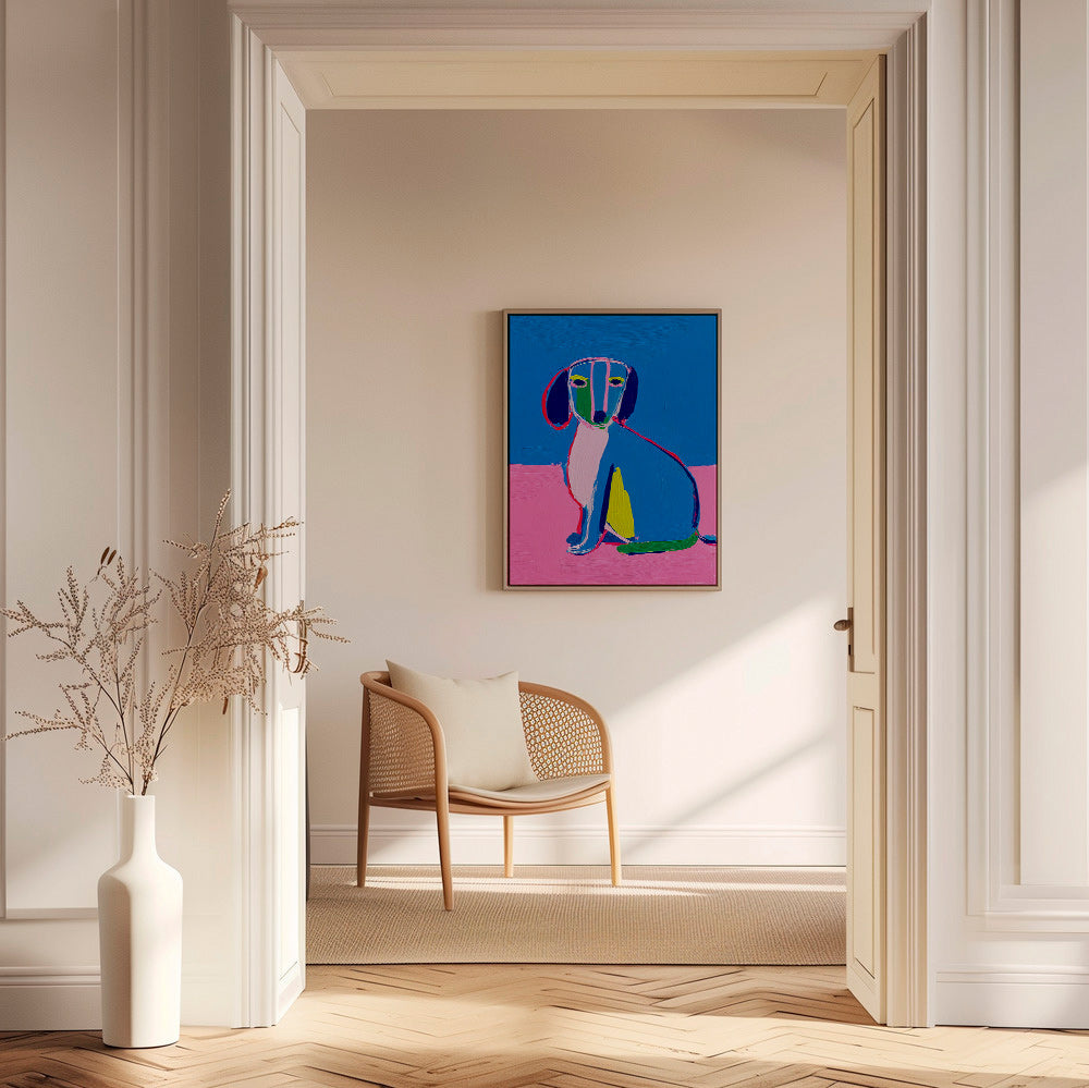 Quadro cão néon cores vibrantes