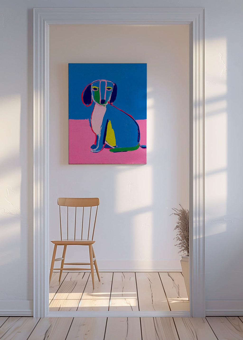 Quadro cão néon cores vibrantes