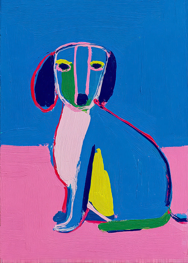 Quadro cão néon cores vibrantes
