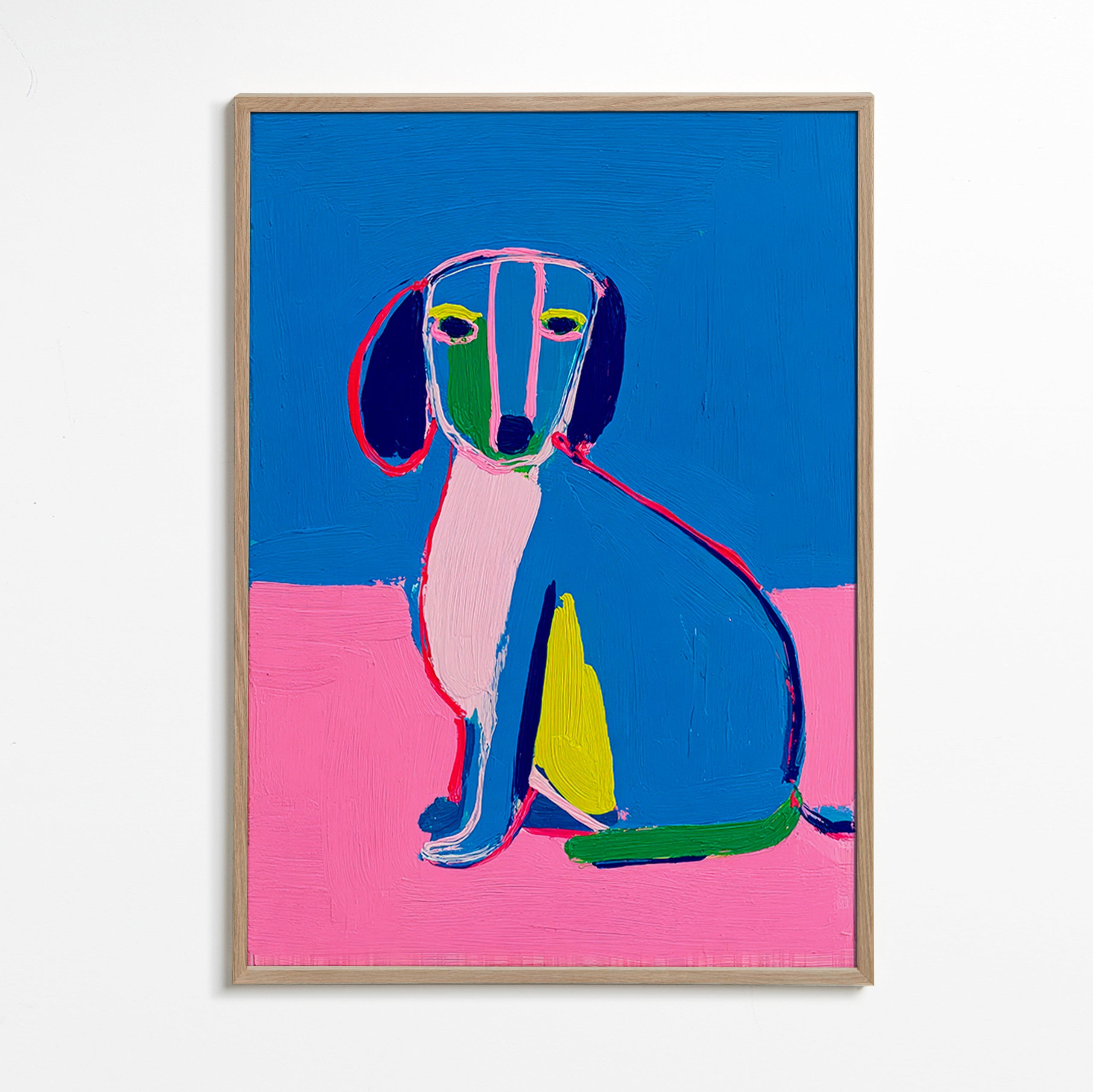 Quadro cão néon cores vibrantes