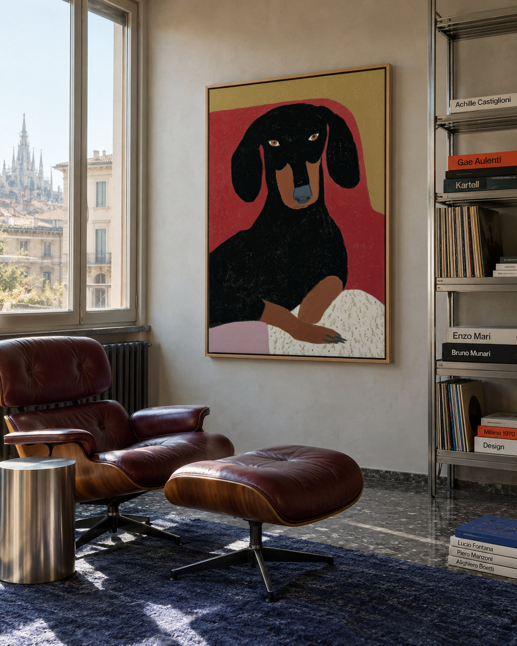 Black Dachshund - Framed canvas in an interior
