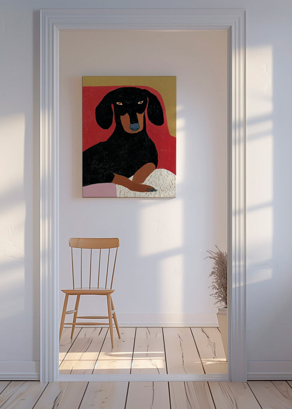 Quadro de dachshund estilizado