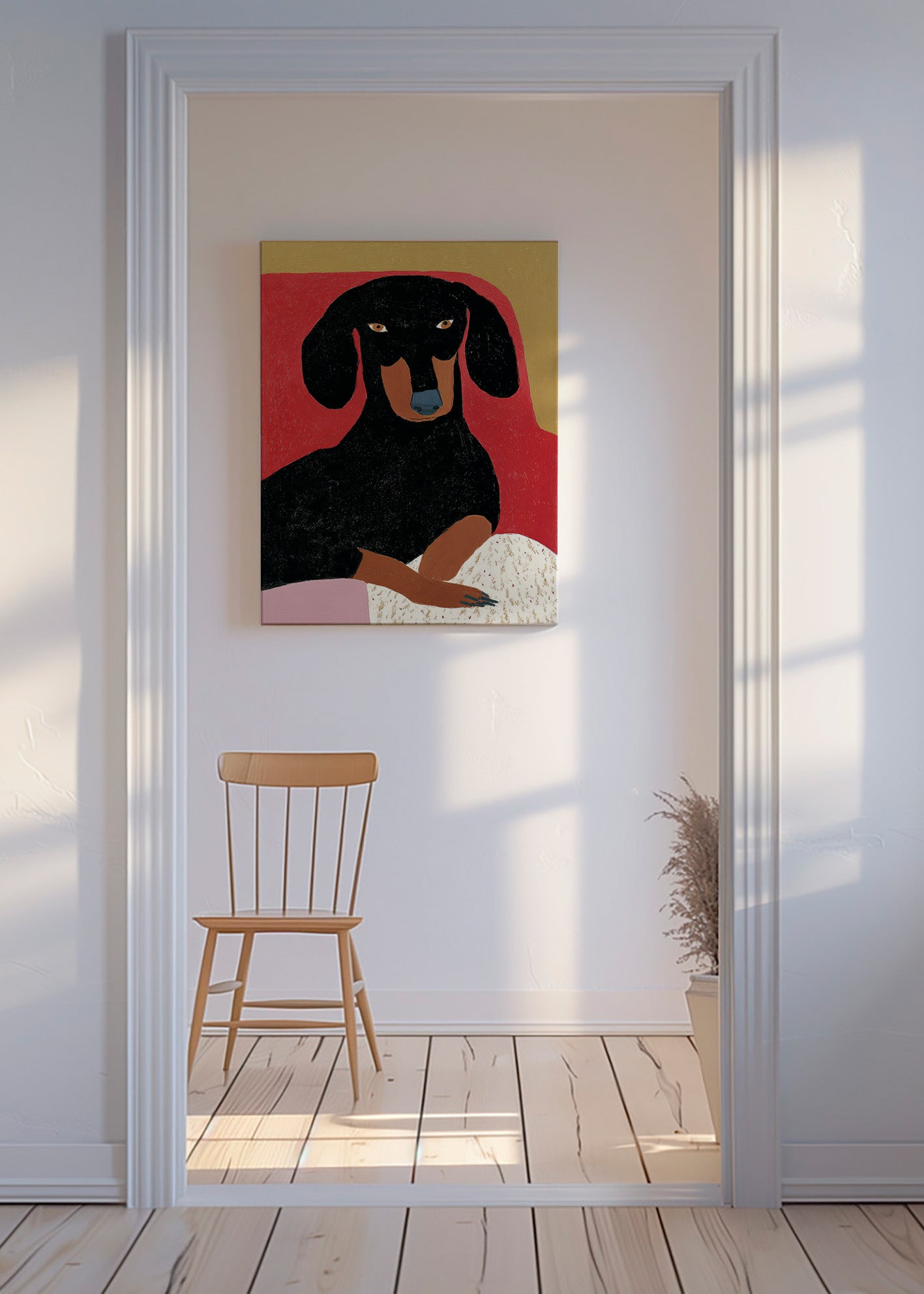 Quadro de dachshund estilizado