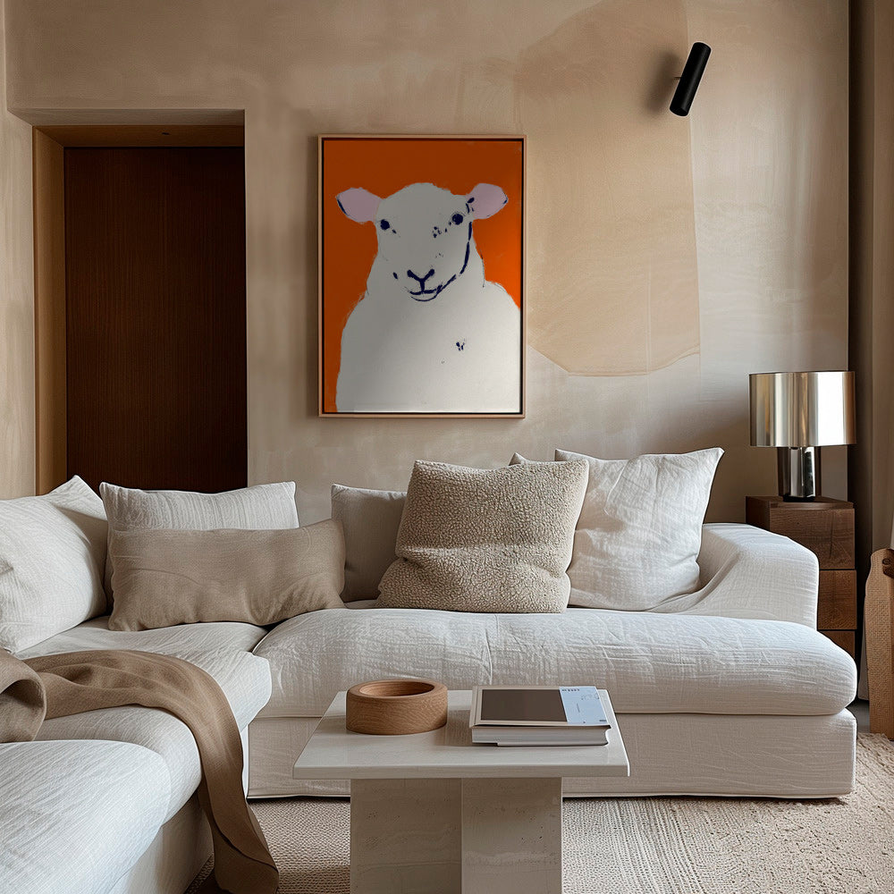 Quadro ovelha branca minimalista