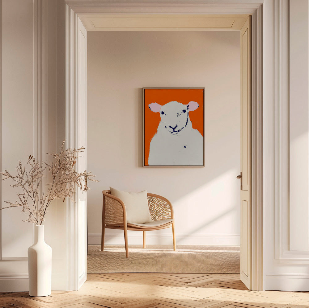 Quadro ovelha branca minimalista