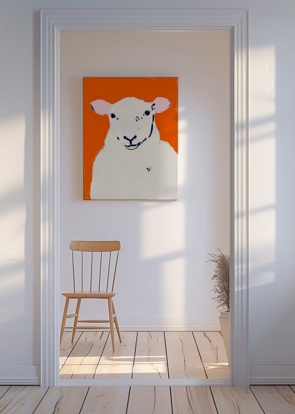 Quadro ovelha branca minimalista