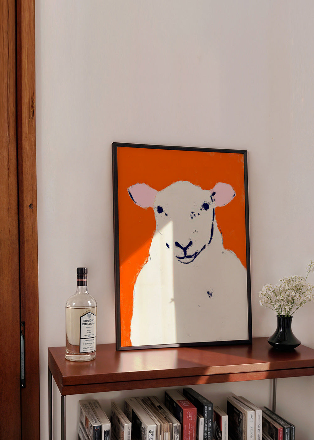Quadro ovelha branca minimalista
