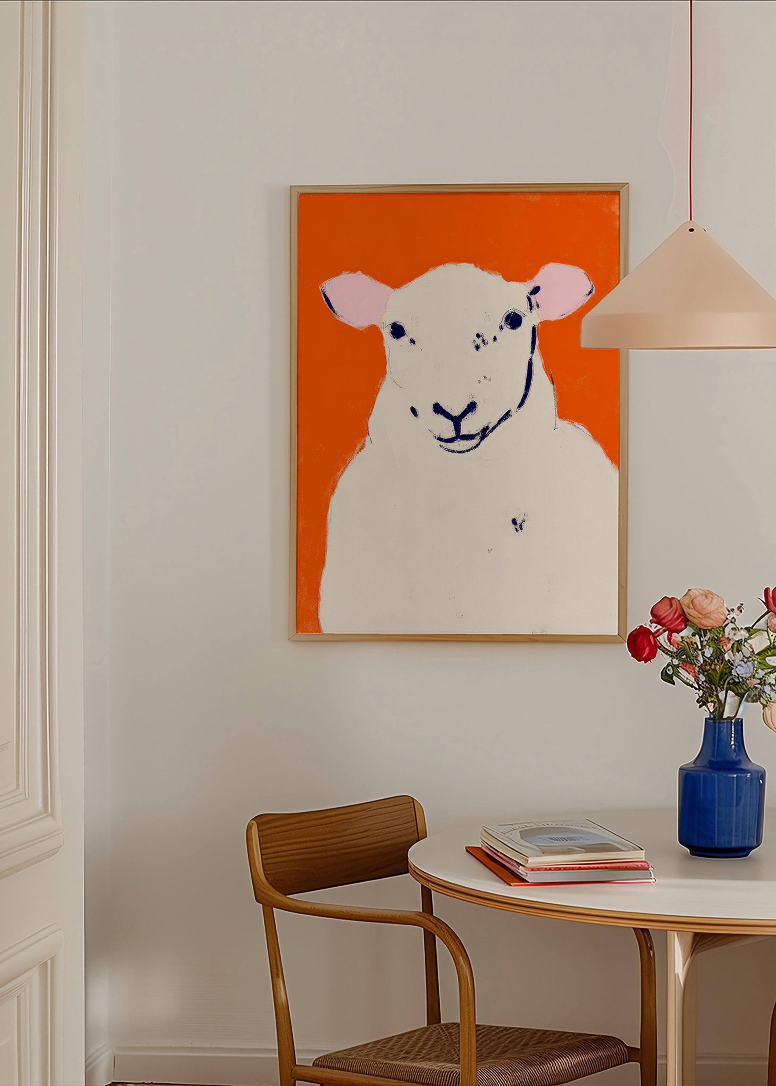 Quadro ovelha branca minimalista