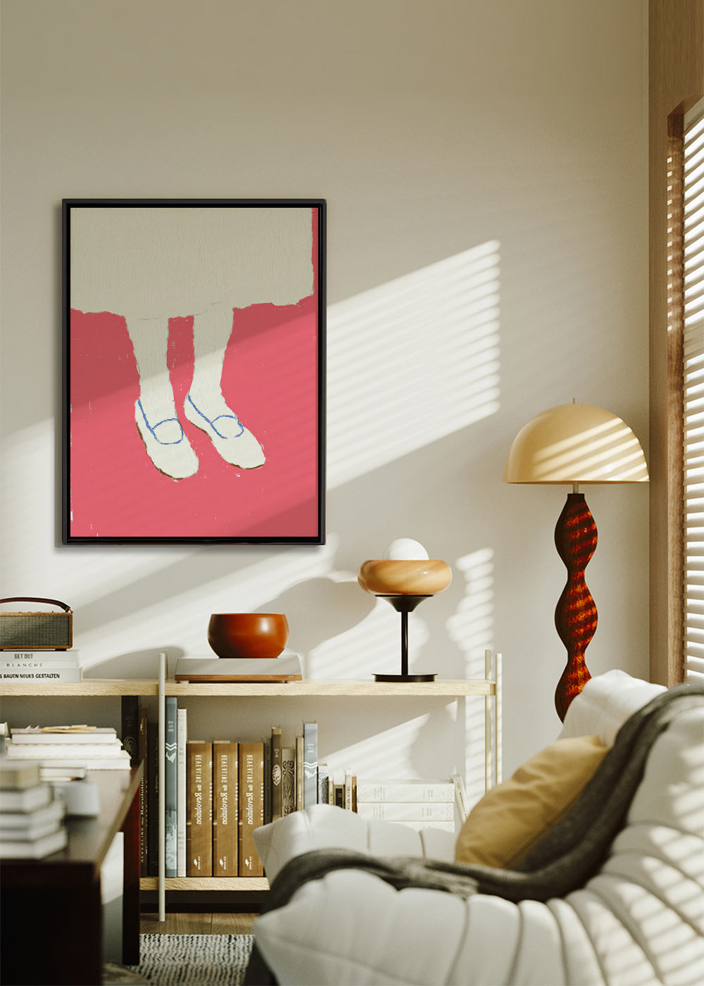 Ilustração de pernas com sapatos rosa