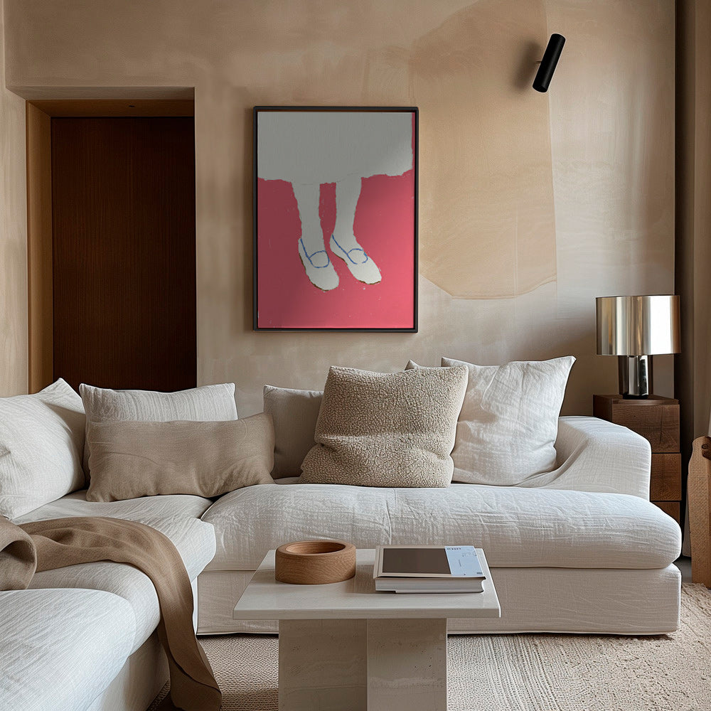 Ilustração de pernas com sapatos rosa