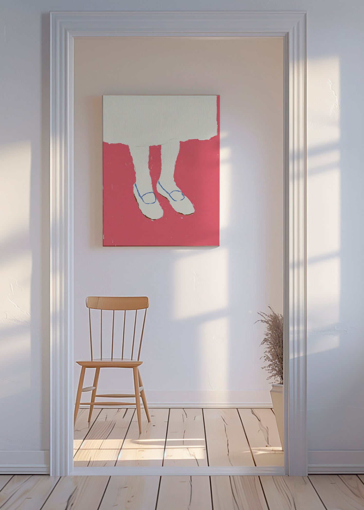 Ilustração de pernas com sapatos rosa