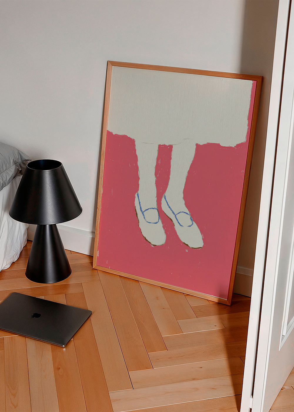 Ilustração de pernas com sapatos rosa