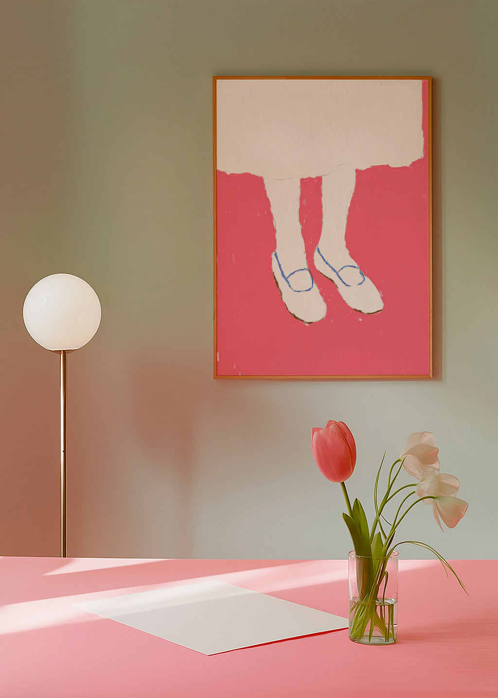 Ilustração de pernas com sapatos rosa