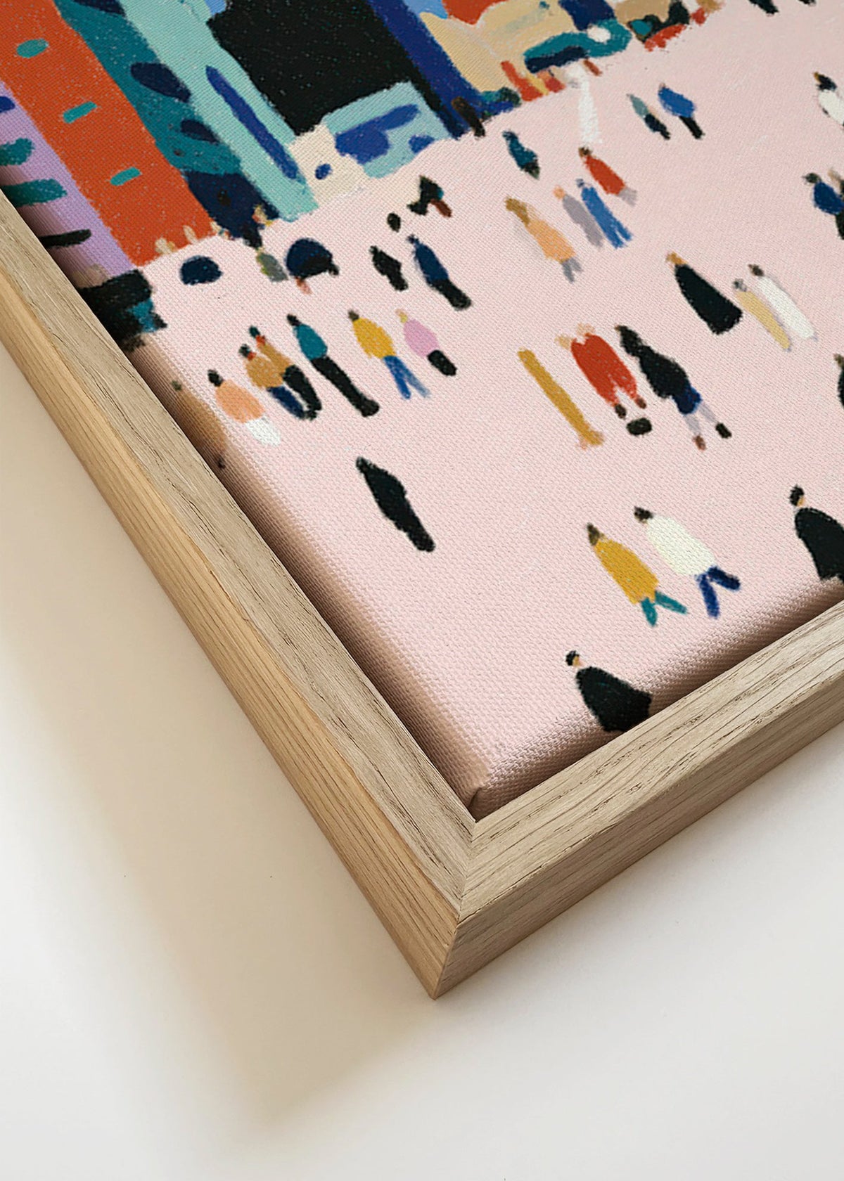 Quadro de cidade com multidão estilizada