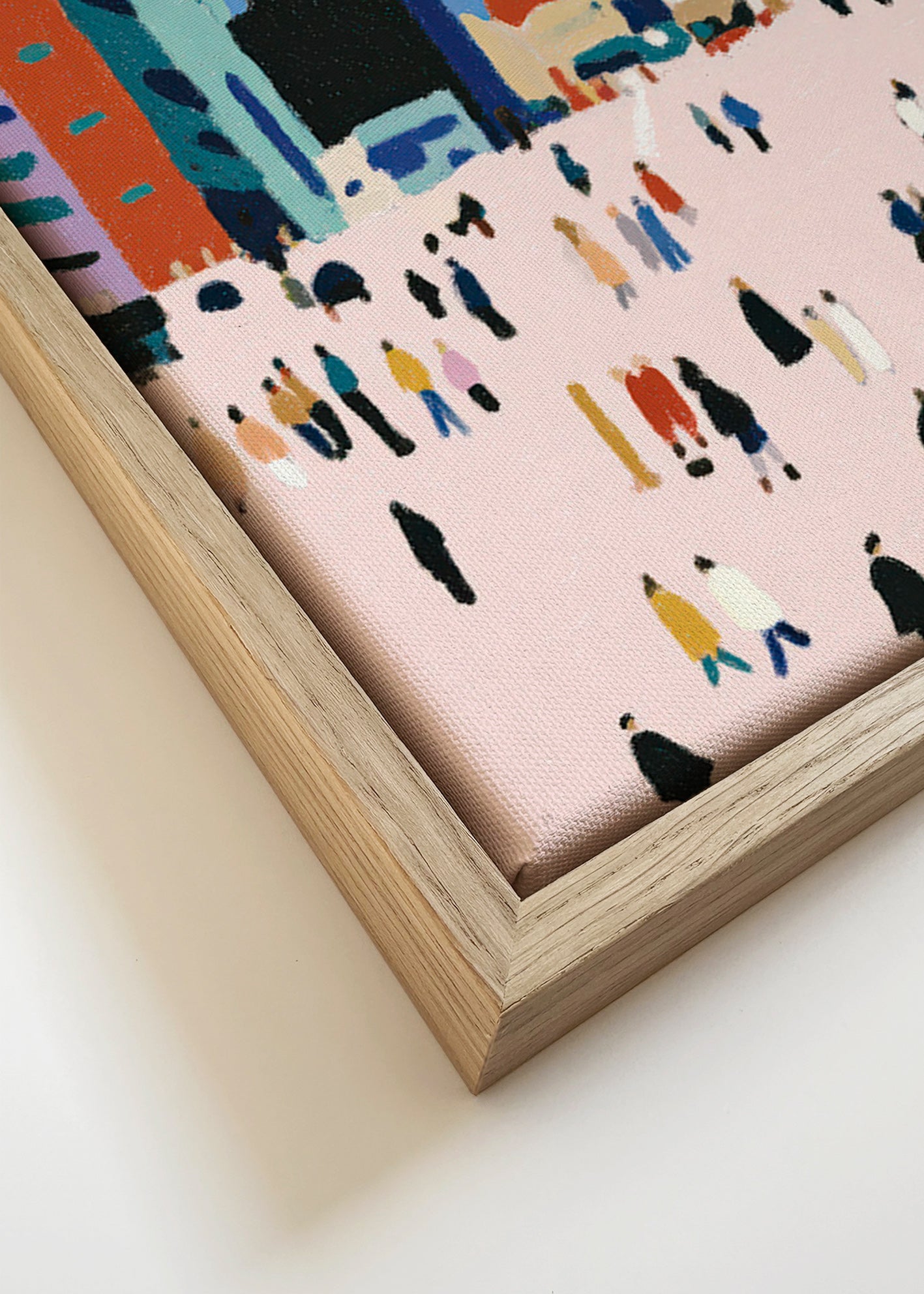 Quadro de cidade com multidão estilizada