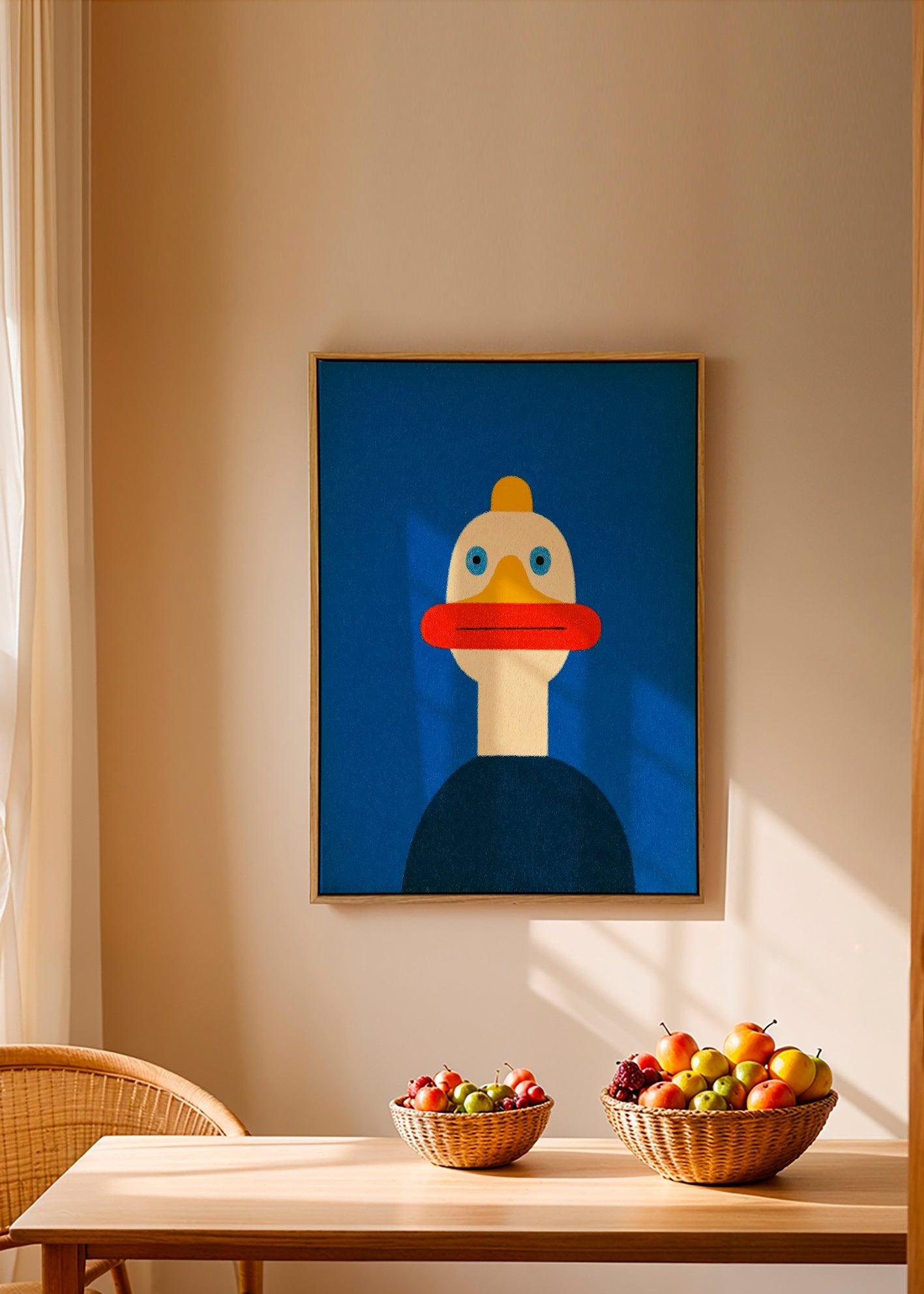 Quadro pato azul ilustrado