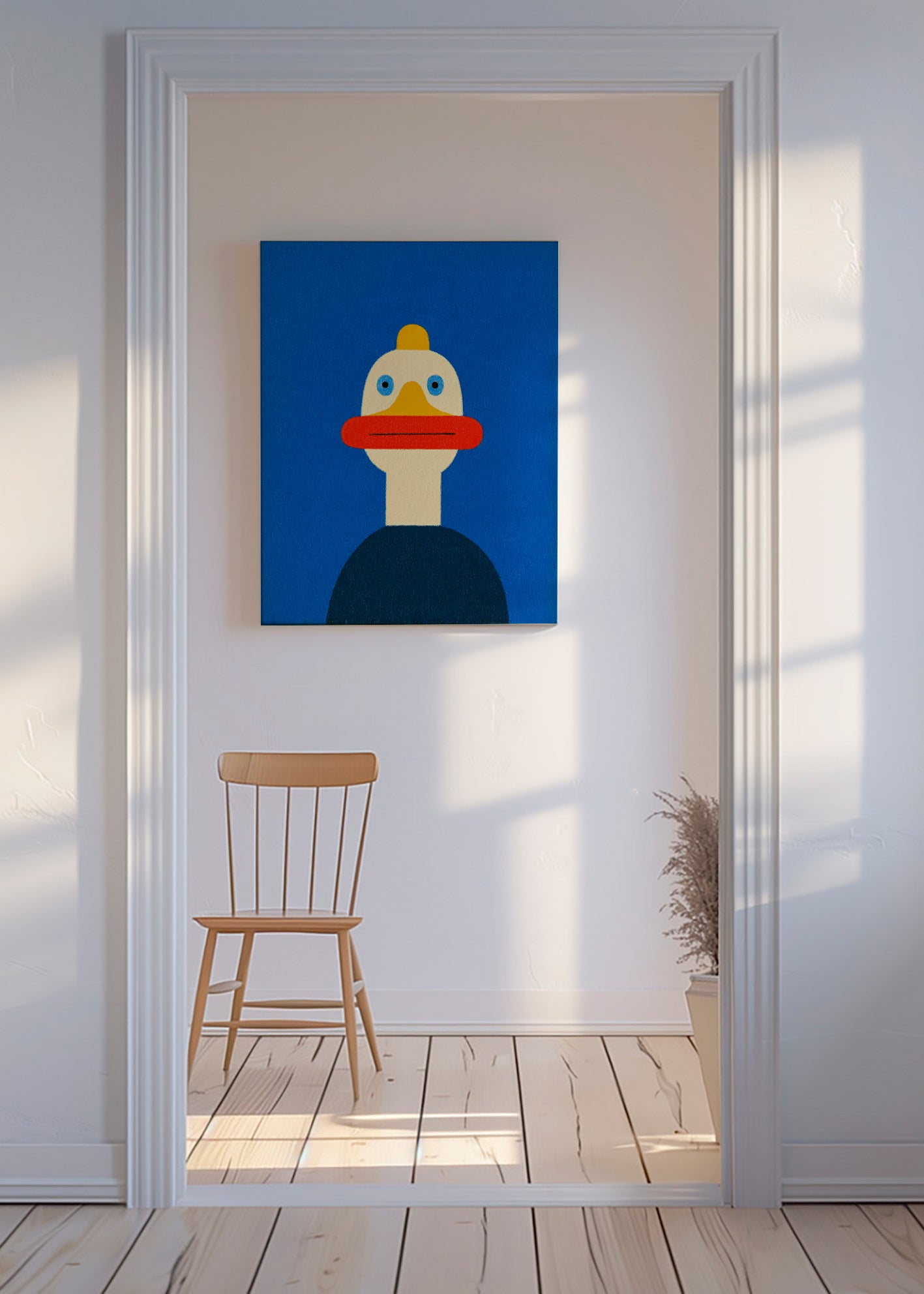 Quadro pato azul ilustrado