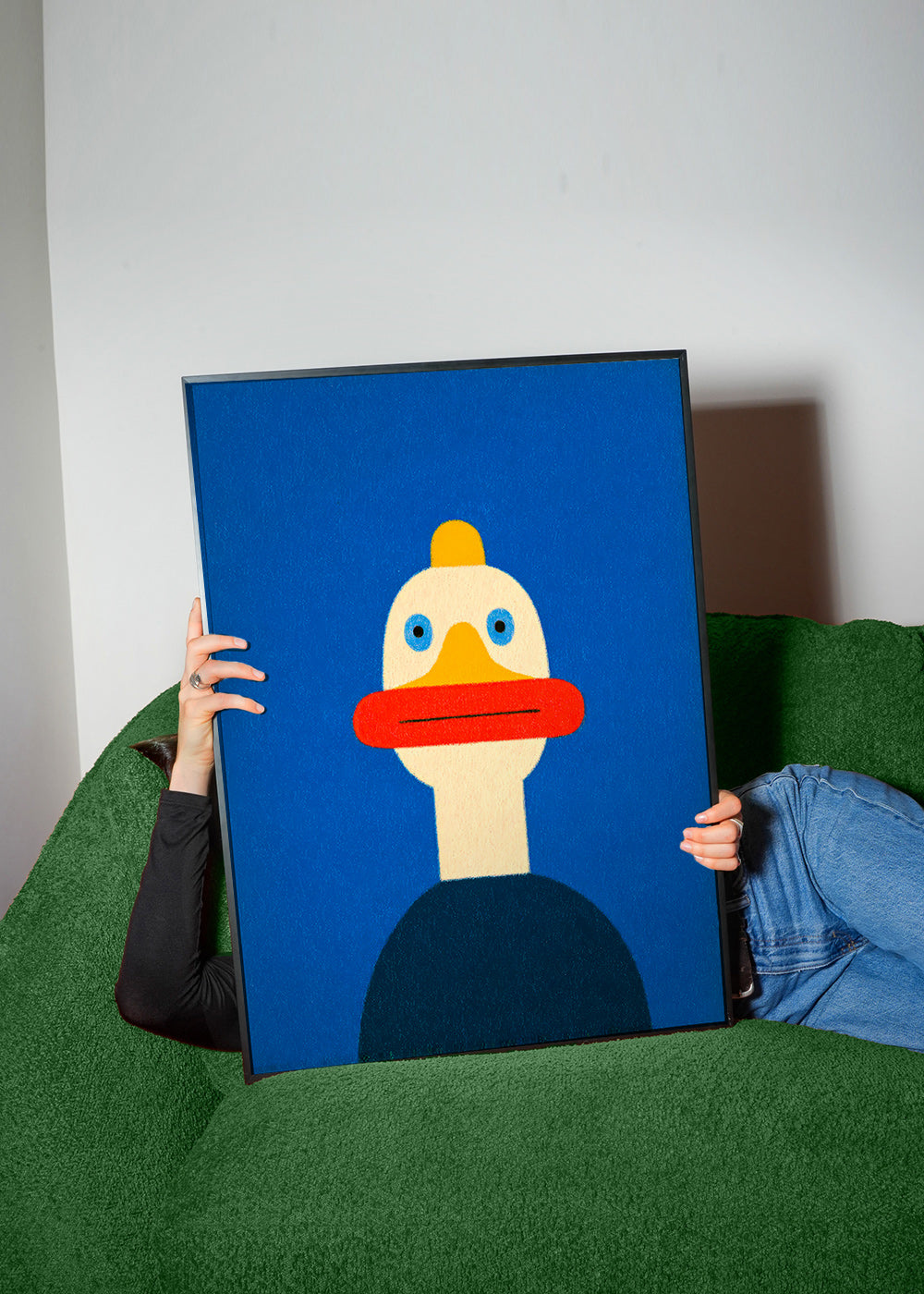 Quadro pato azul ilustrado