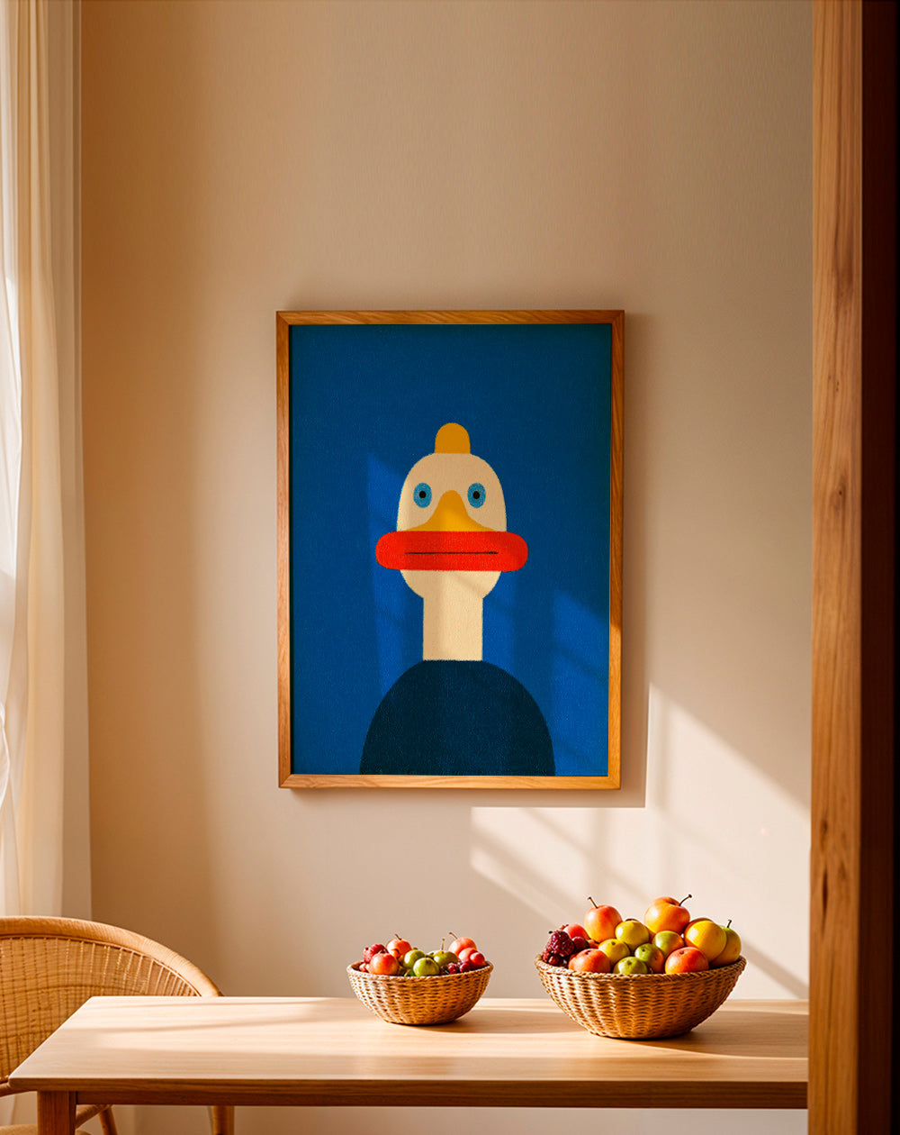 Quadro pato azul ilustrado