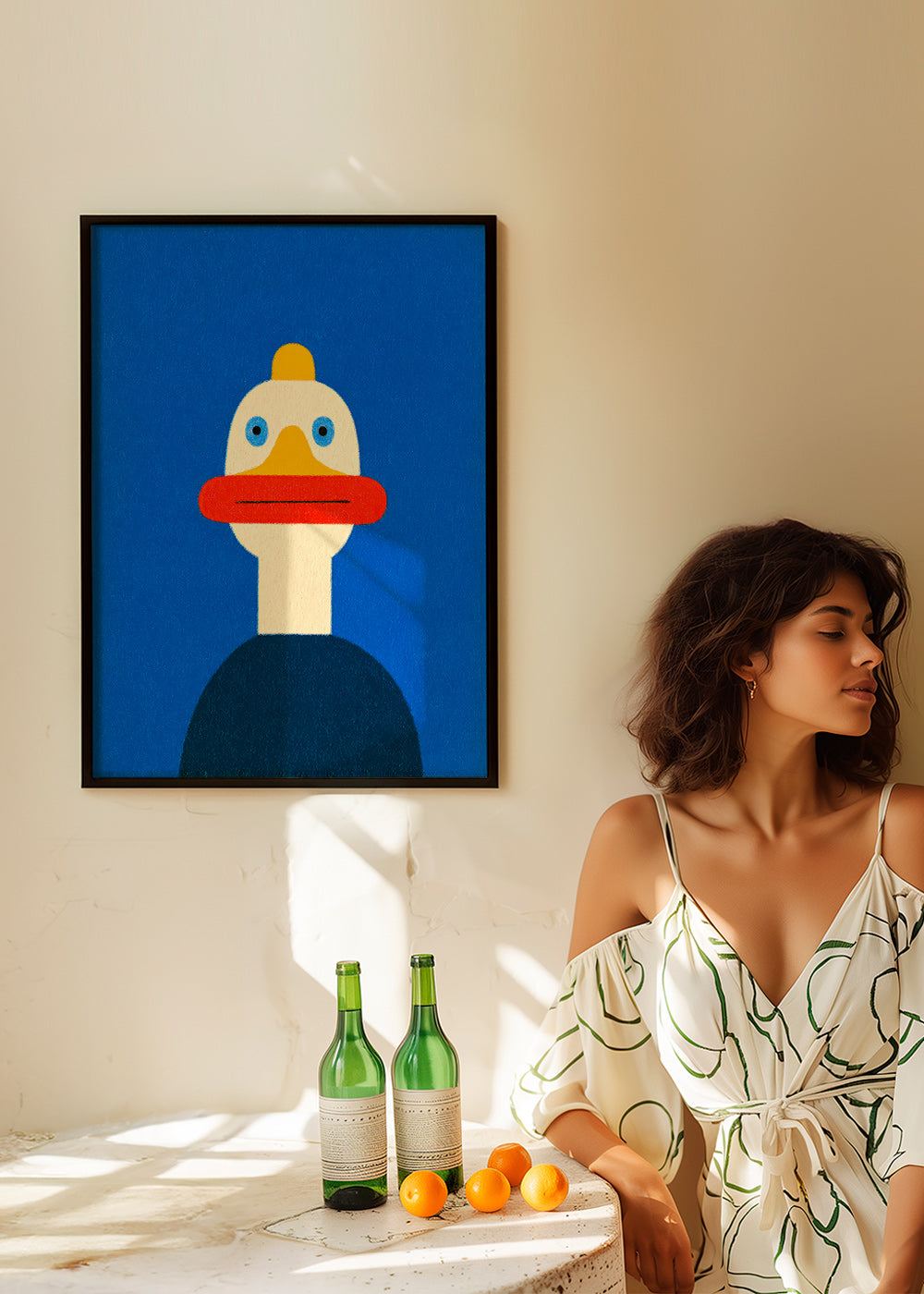 Quadro pato azul ilustrado