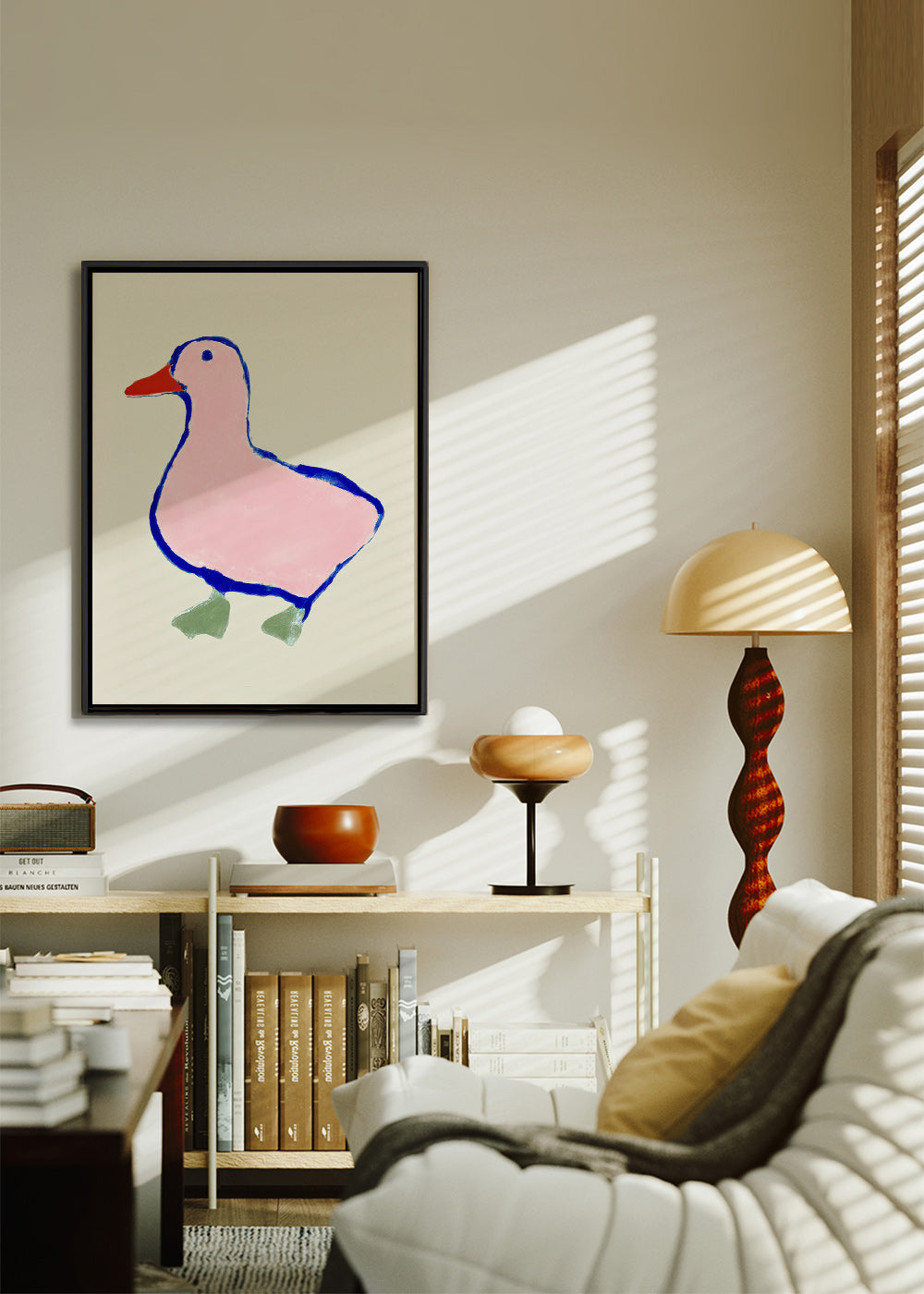 Quadro infantil: pato cor-de-rosa