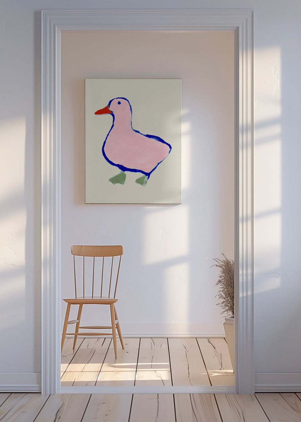 Quadro infantil: pato cor-de-rosa