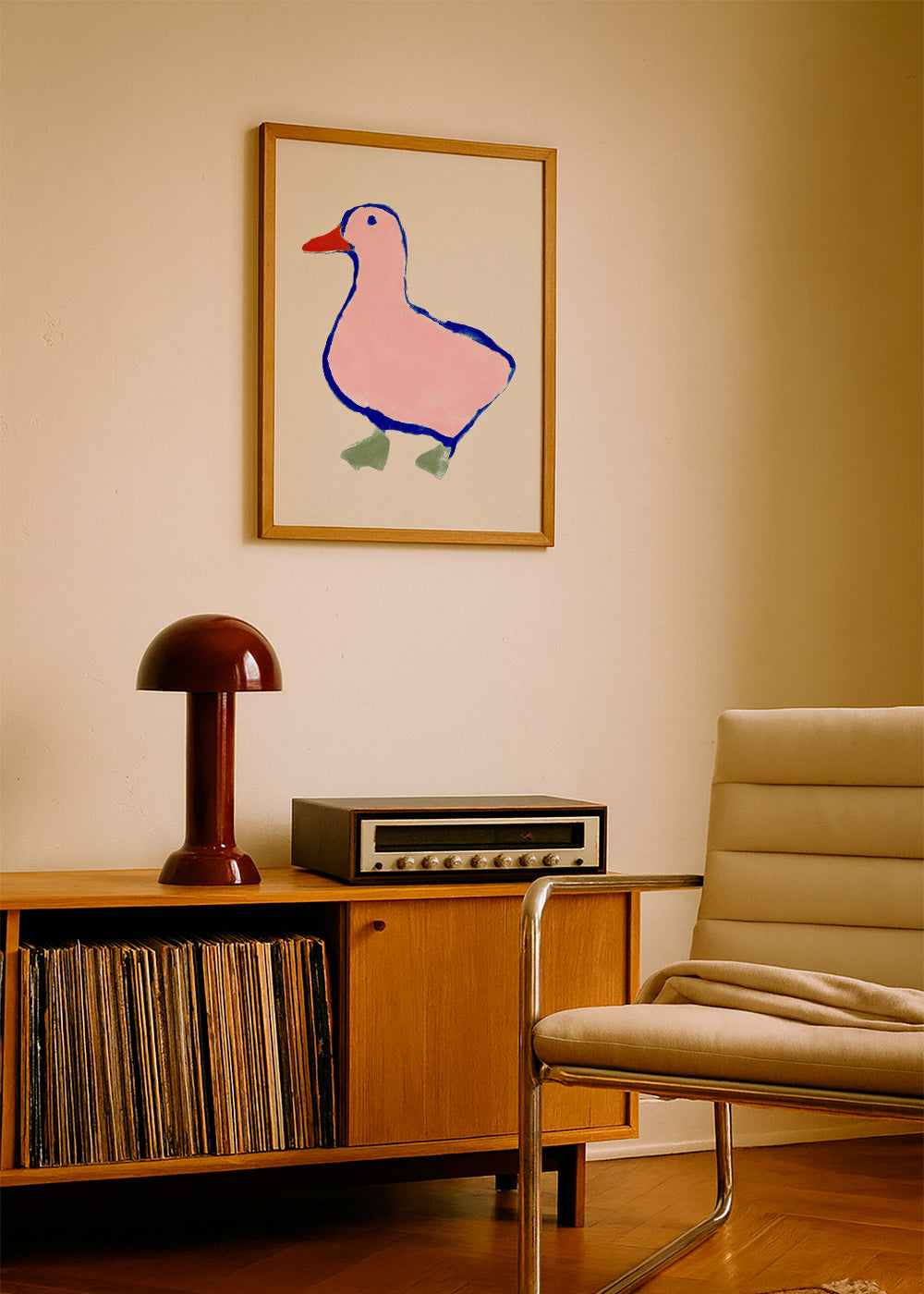 Quadro infantil: pato cor-de-rosa