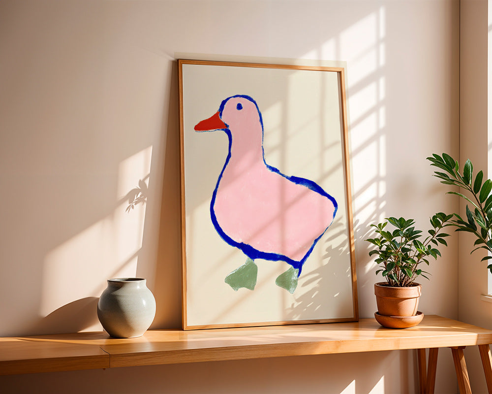 Quadro infantil: pato cor-de-rosa