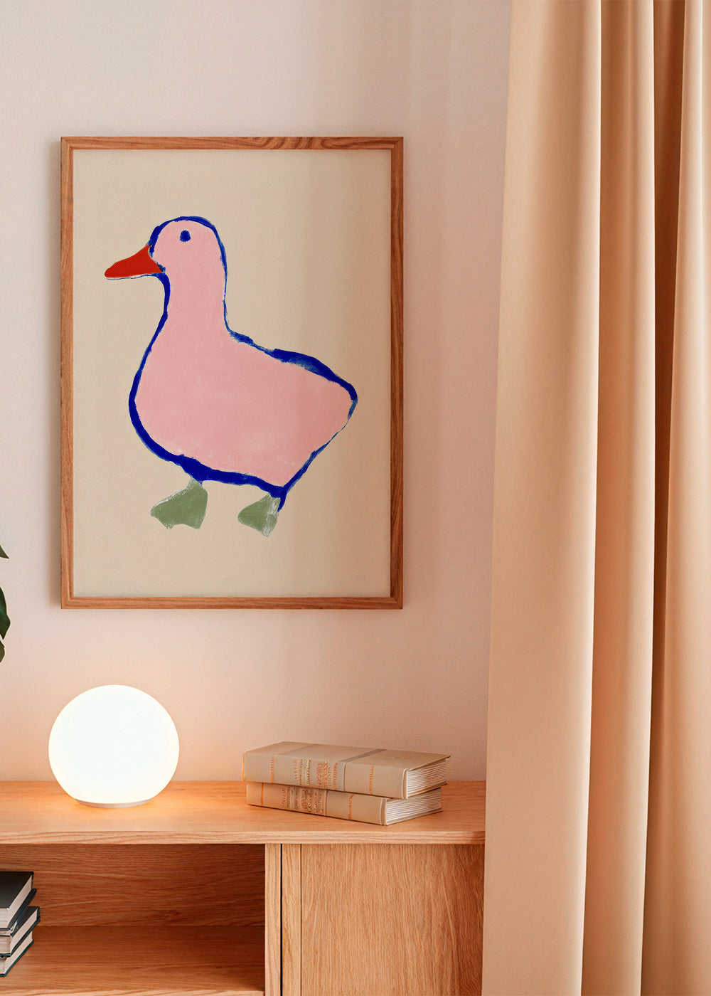 Quadro infantil: pato cor-de-rosa