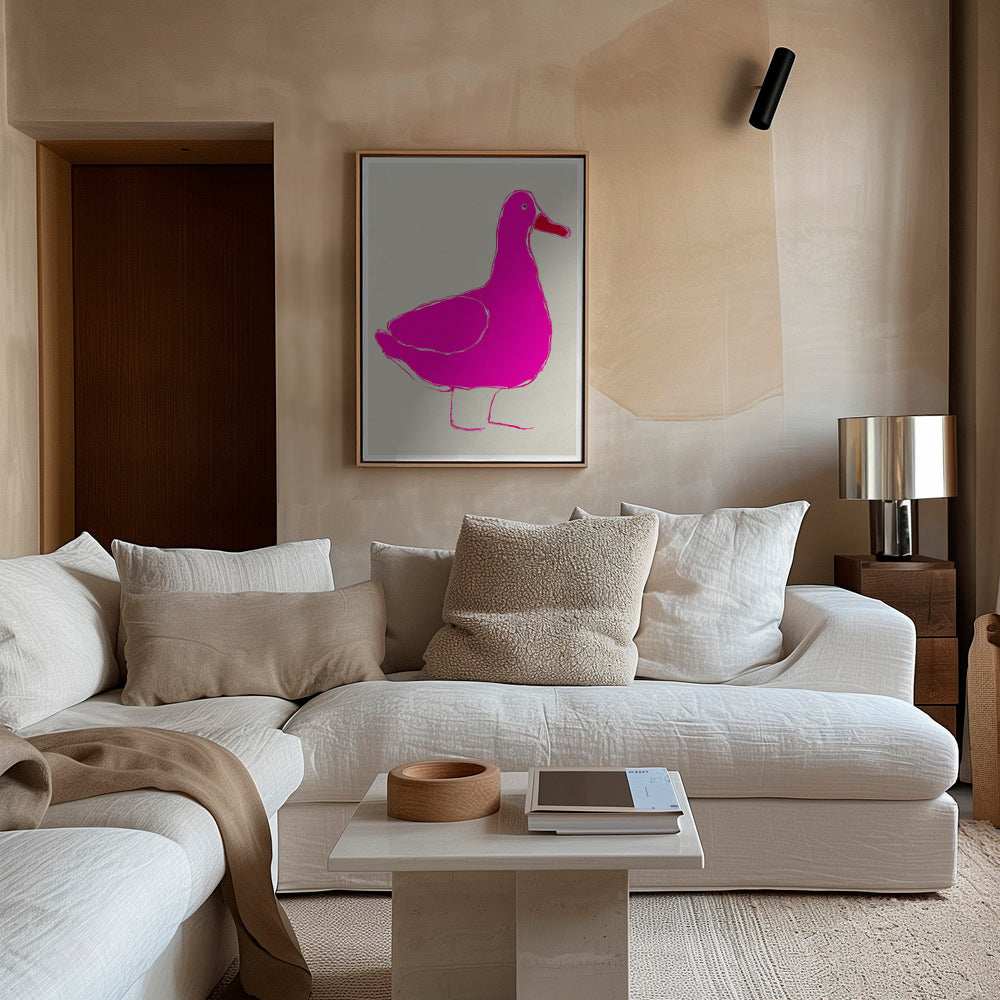 Quadro pato rosa minimalista