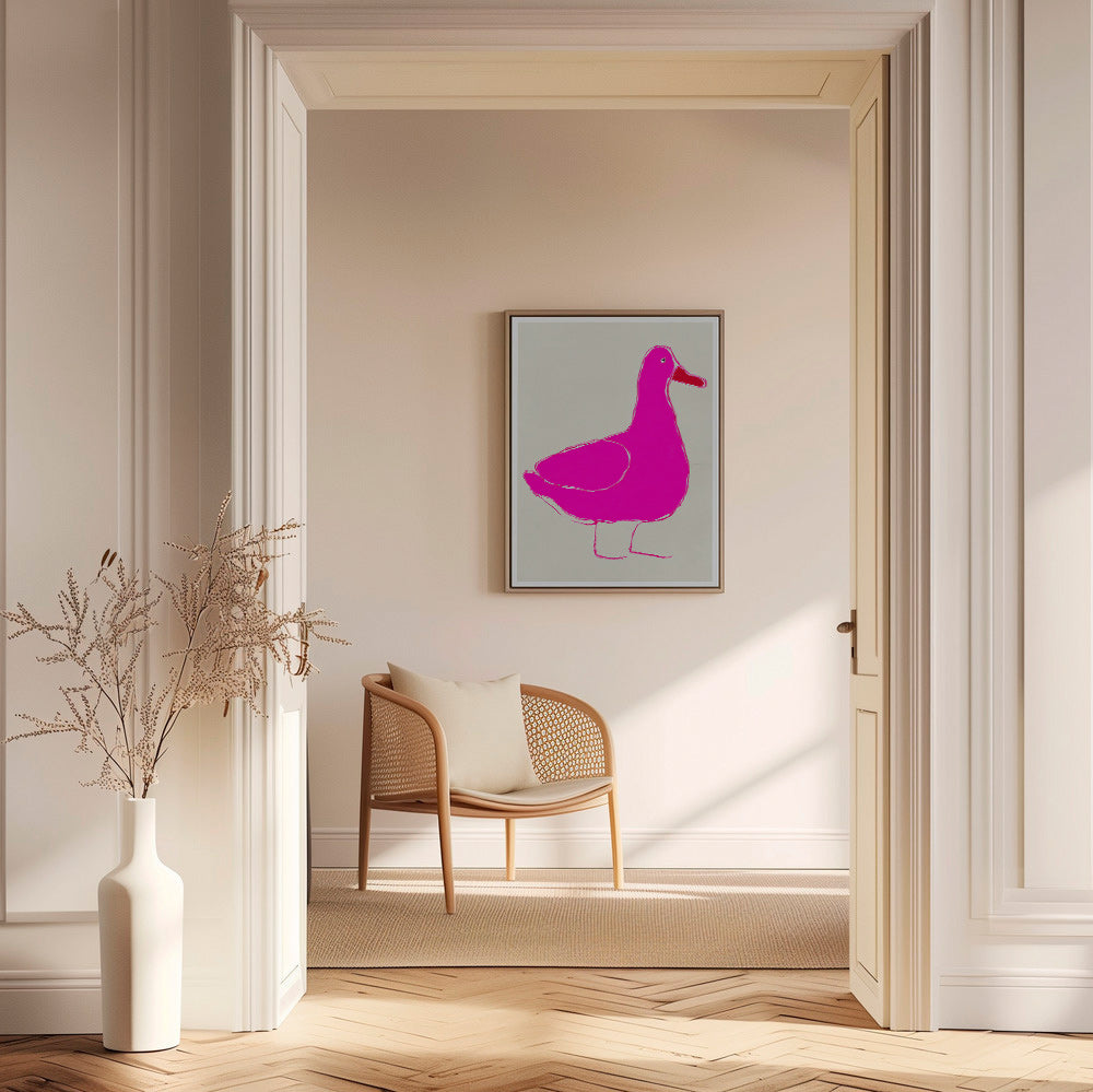 Quadro pato rosa minimalista