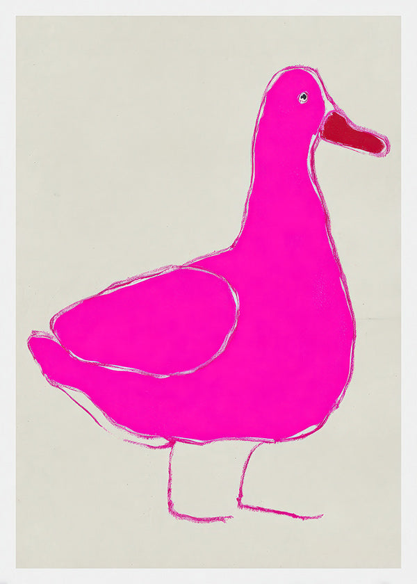 Quadro pato rosa minimalista