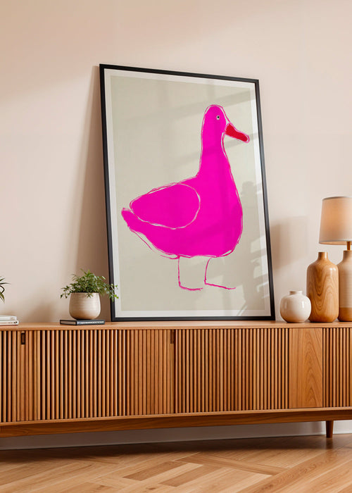 Quadro pato rosa minimalista