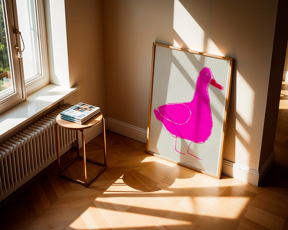 Quadro pato rosa minimalista