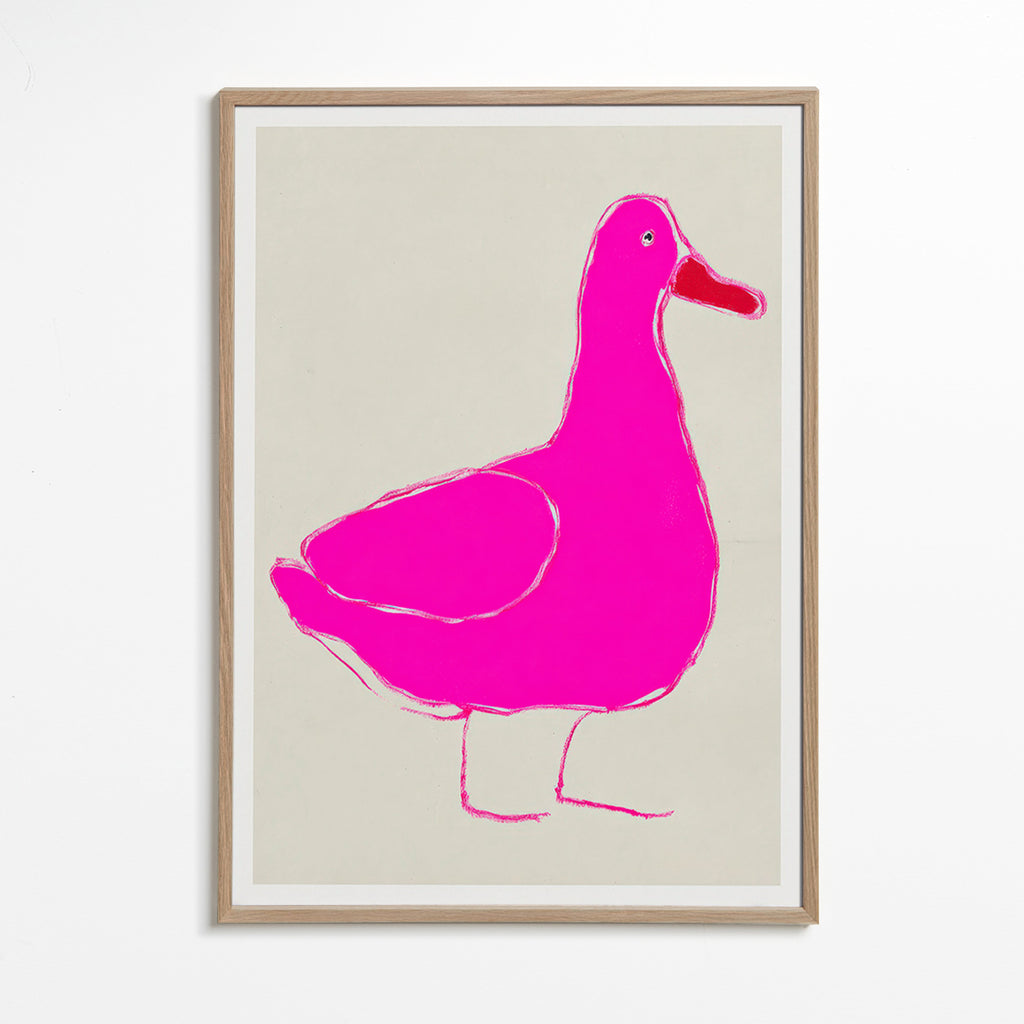 Quadro pato rosa minimalista