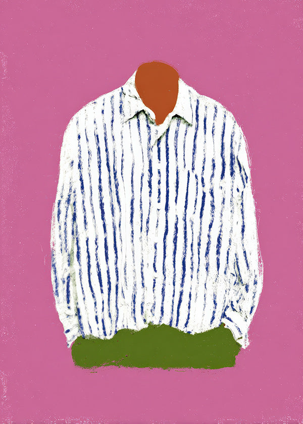 Ilustração camisa às riscas em fundo rosa