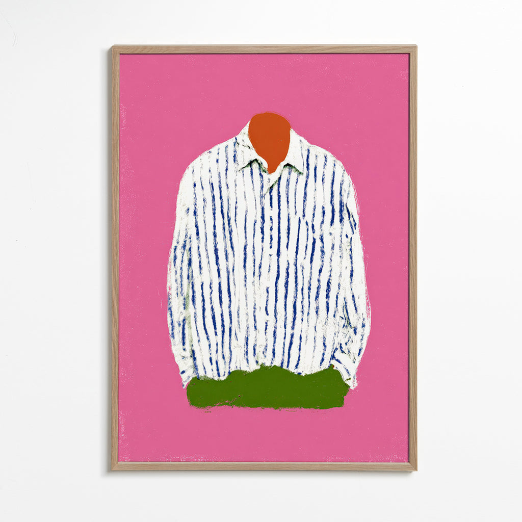 Ilustração camisa às riscas em fundo rosa