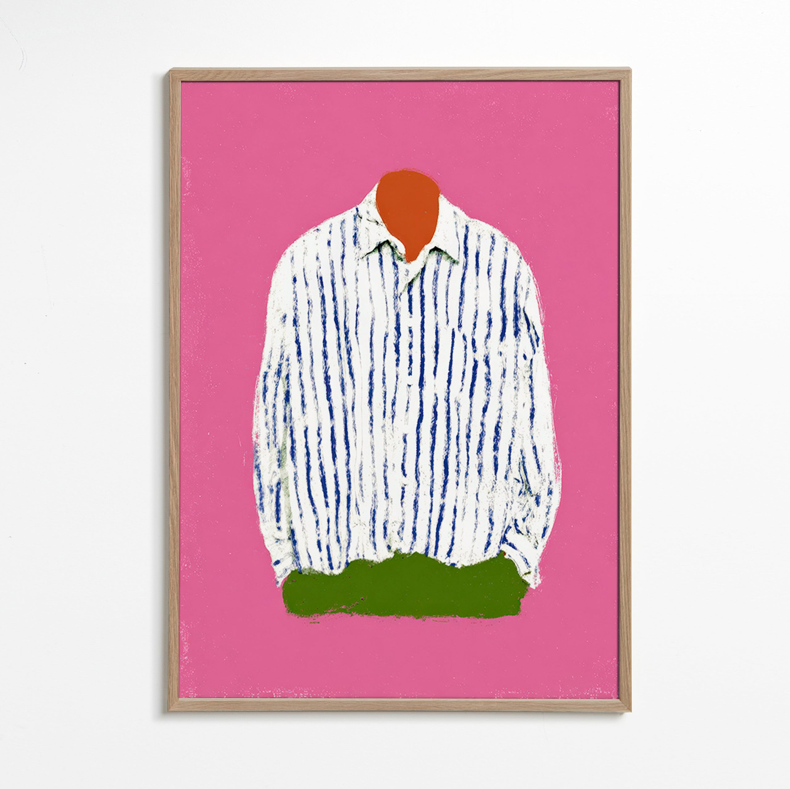 Ilustração camisa às riscas em fundo rosa