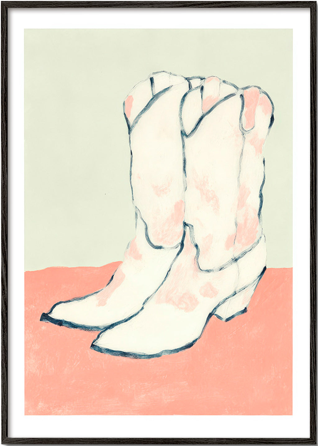 Ilustração botas brancas sobre fundo pastel