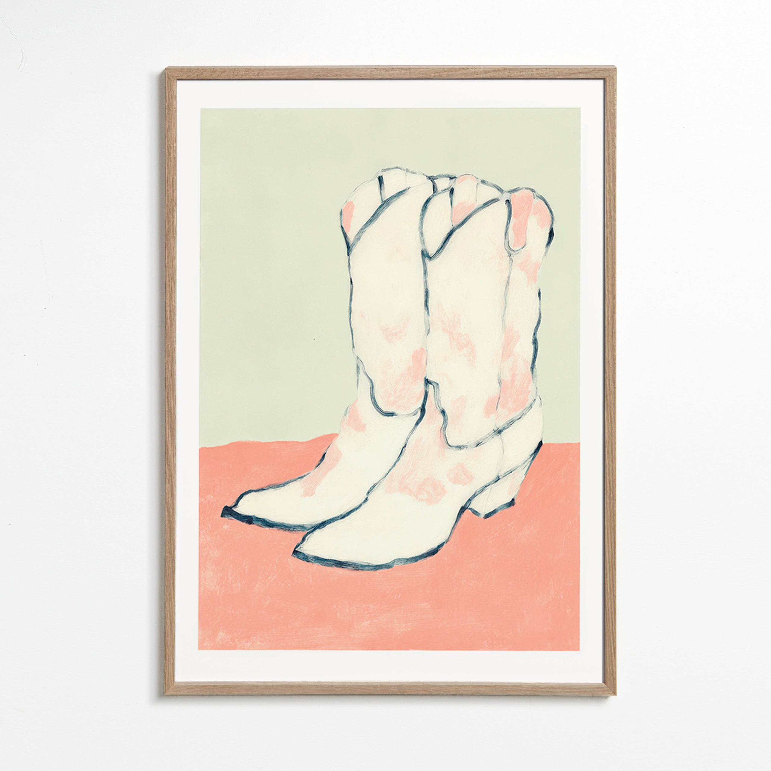 Ilustração botas brancas sobre fundo pastel