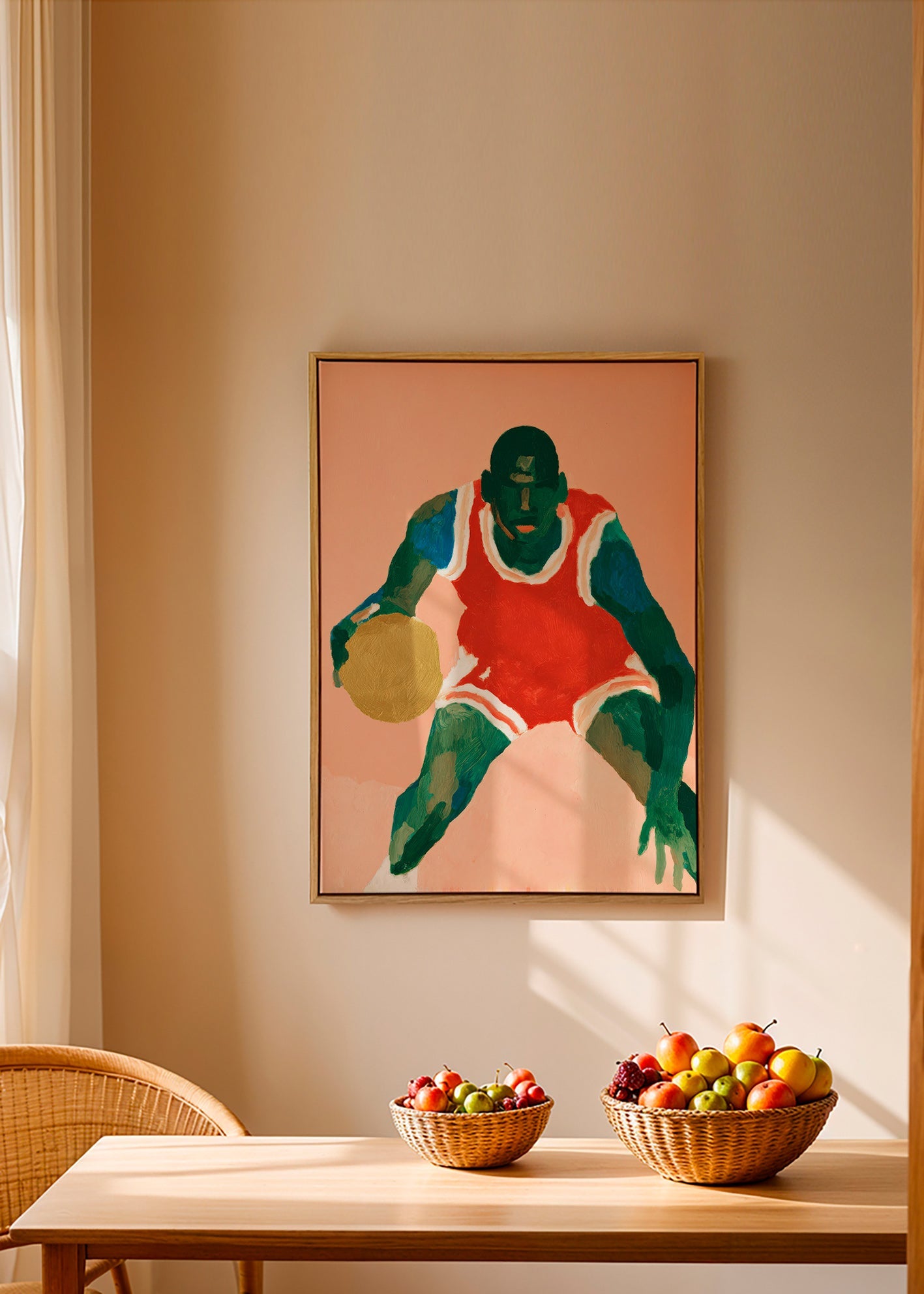 Arte desportiva: jogador de basquete em movimento