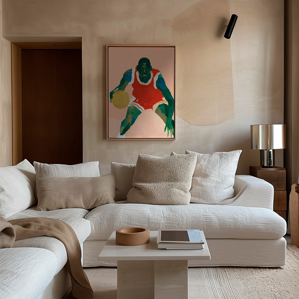 Arte desportiva: jogador de basquete em movimento