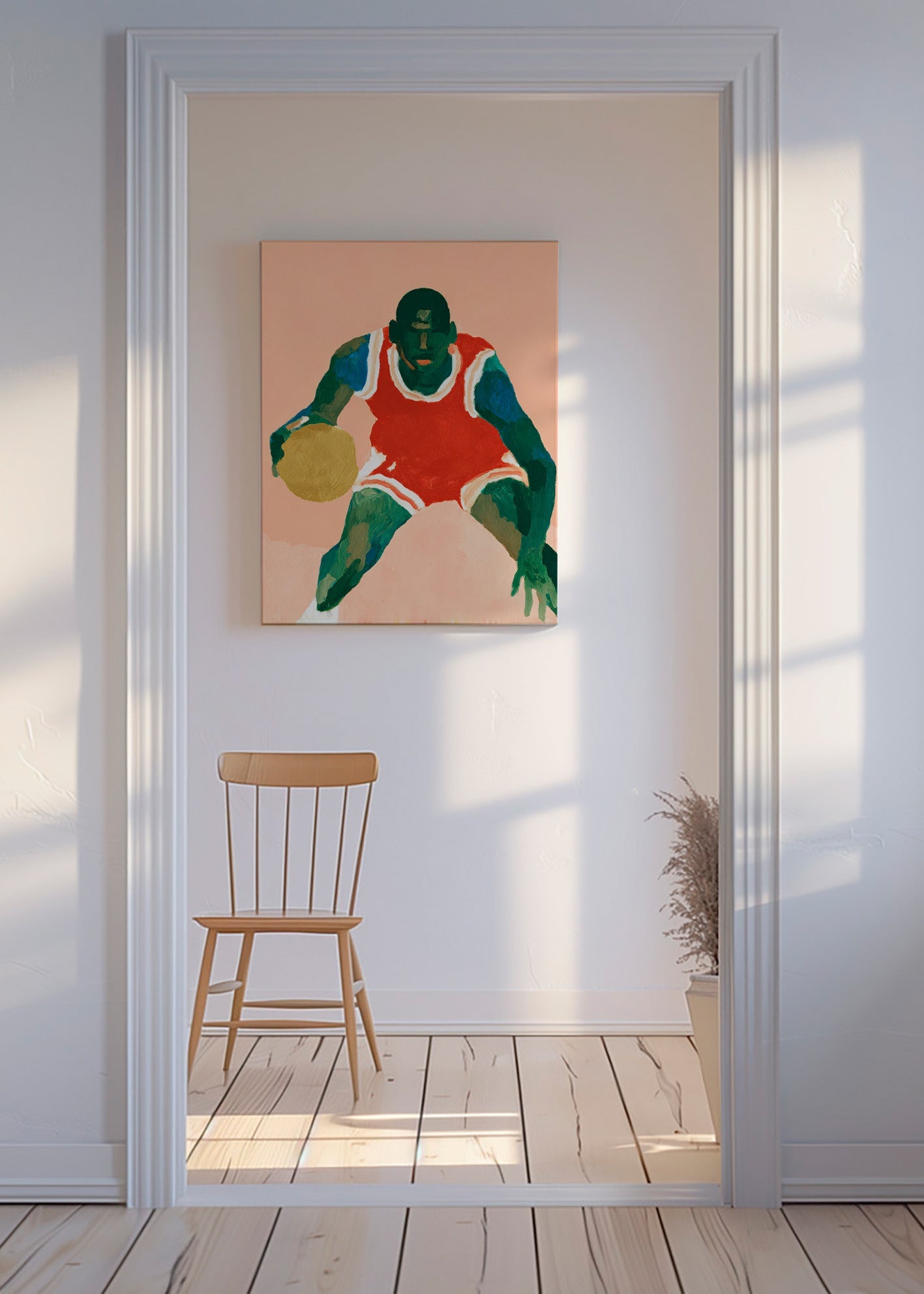 Arte desportiva: jogador de basquete em movimento